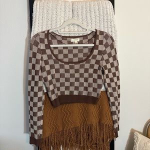 PacSun Checkered Cropped Long Sleeve